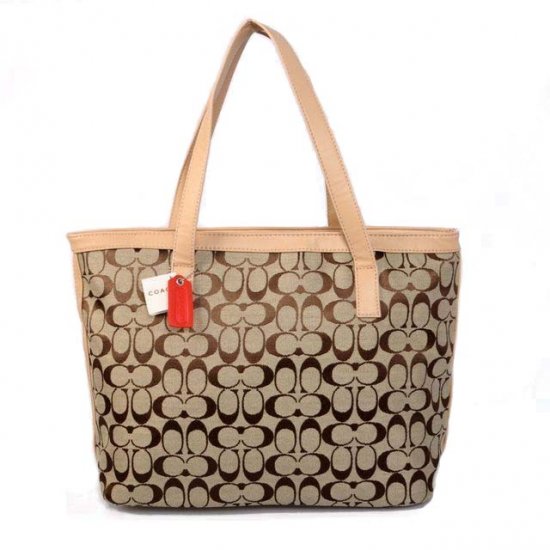 Coach Logo Monogram Medium Khaki Totes BJU | Women - Click Image to Close